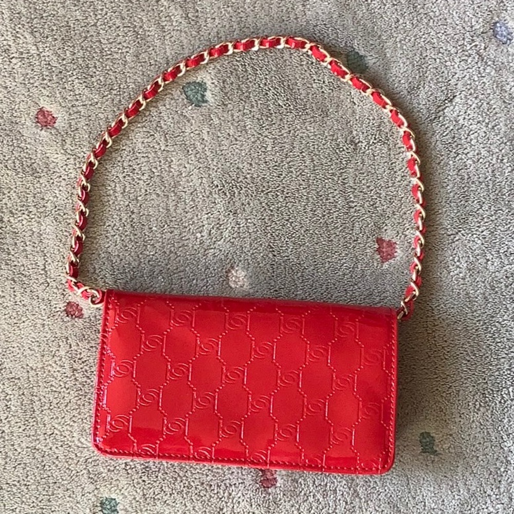 bebe red clutch